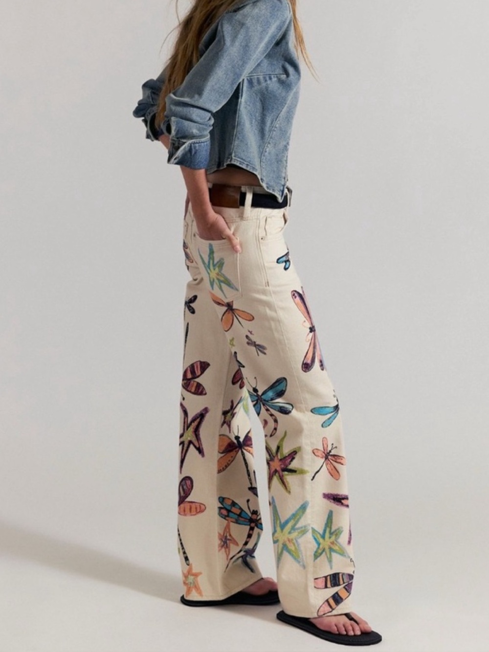 Free People We The Free Tennessee Low-Rise Illusions Jeans Dragonfly Size 26 NWT - Picture 2 of 8